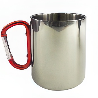 Stainless Steel with Red Carabiner Handle for Sublimation Mug, Engraving