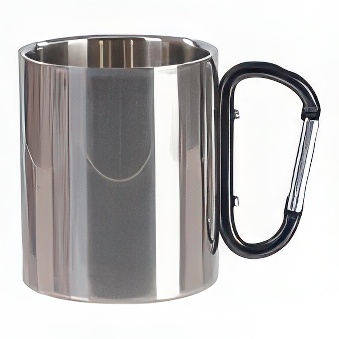 Stainless Steel with Black Carabiner Handle for Sublimation Mug, Engraving