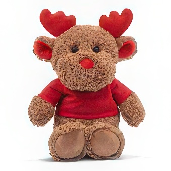 Brown teddy reindeer with a red T-shirt suitable for printing