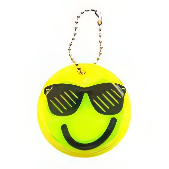 Reflective label - keychain - dark sunglasses emoji