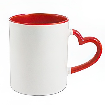 Heart Handle Sublimation Mug with Coloured Inner
