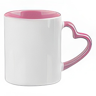 Heart Handle Sublimation Mug with Coloured Inner