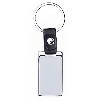 Rectangular keychain with eco-leather clip for printing - 12 pieces