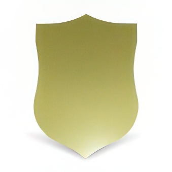 Shield-shaped metal plate for sublimation, engraving, laser printer heat transfer and DTF overprint