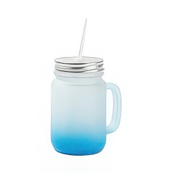 Frosted Glass Mason Jar with Metal Lid and Straw for Sublimation and Engraving