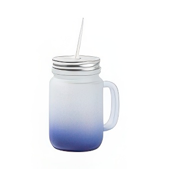 Frosted Glass Mason Jar with Metal Lid and Straw for Sublimation and Engraving