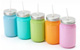 Coloured Jars with Metal Lid and Straw