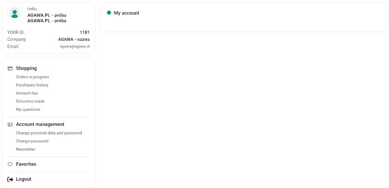 Screenshot from the customer panel - My Account option