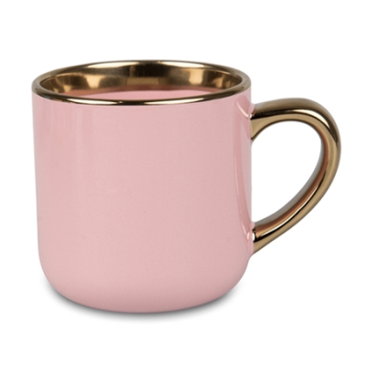 Wide Sublimation Coffee Mug with Gold Rim and Handle