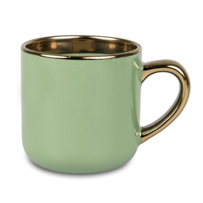 Wide Sublimation Coffee Mug with Gold Rim and Handle