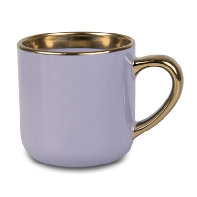 Wide Sublimation Coffee Mug with Gold Rim and Handle