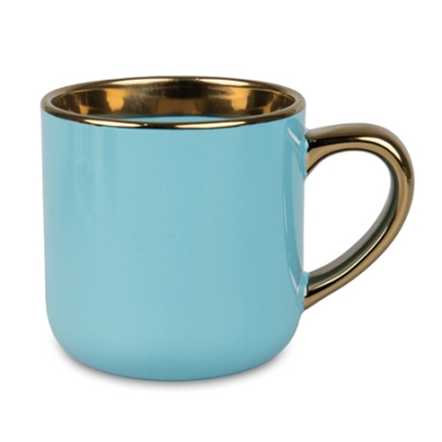 Wide Sublimation Coffee Mug with Gold Rim and Handle