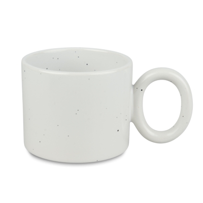 Wide Speckled Sublimation Mug with Round Handle - White