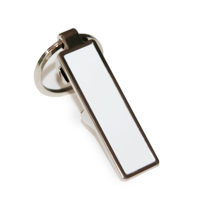 Rectangular metal keychain bottle opener for sublimation and engraving overprint