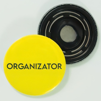 Elements for making badges with a secure clasp