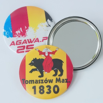 Elements for making badges with a mirror